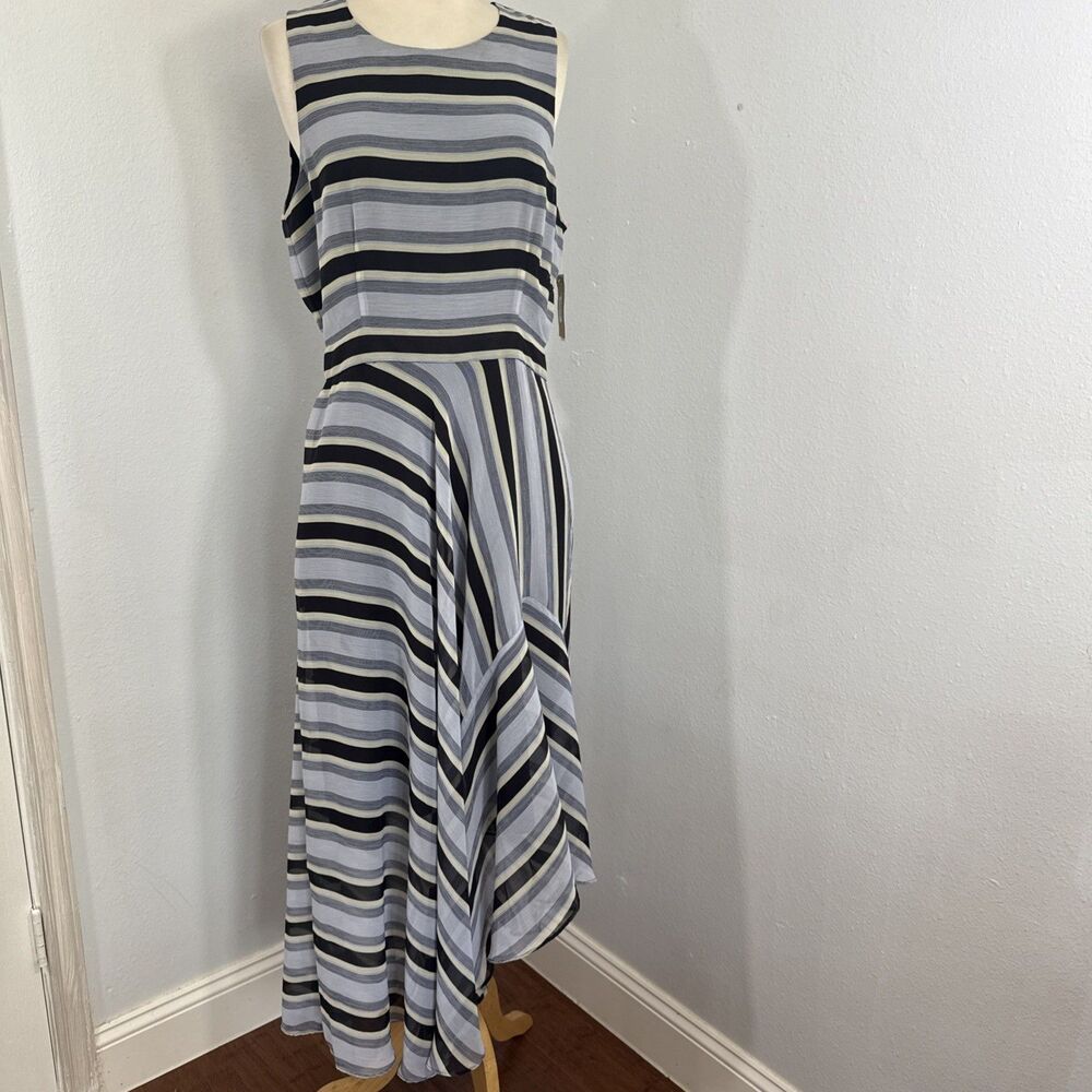 Rachel Roy Mixi Dress Womens 12 Multi Striped Open Back Nautical Vacation Beachy